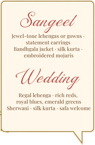Sangeet and Wedding attire guide