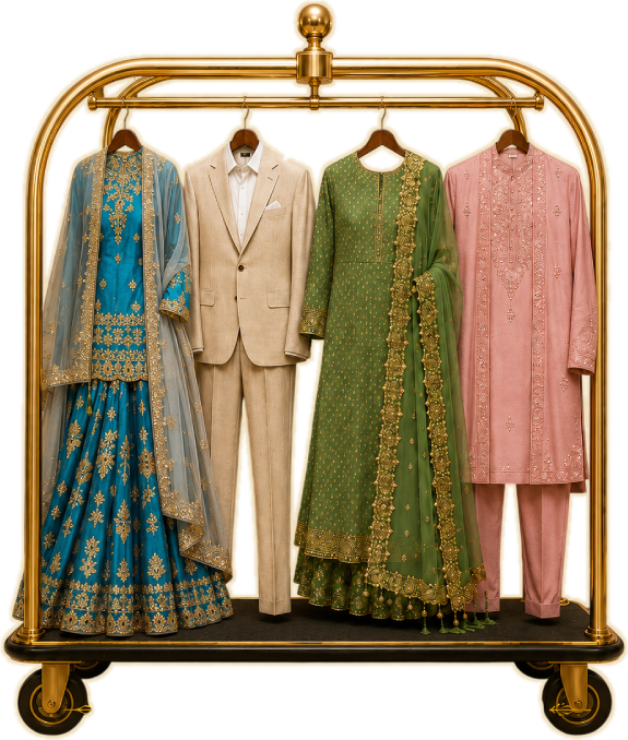 Luggage trolley with Haldi and Mayra outfits