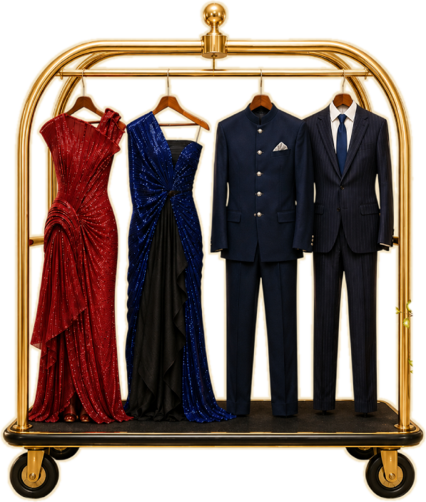 Luggage trolley with Sangeet and Wedding outfits